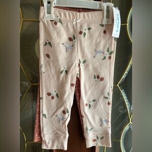 NWT Carters Floral & Polka Dot 100% Cotton Leggings 2-Pack Baby Girl Size 12M